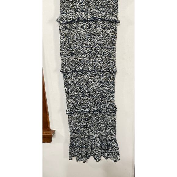 Mable Womens Smocked Long Ruffle Sleeveless Dress Blue Midi Size Medium - Picture 6 of 8